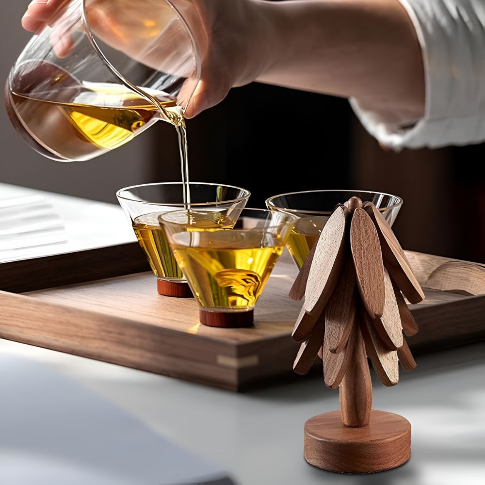 Salvamanteles plegables de madera | Set de 3 piezas