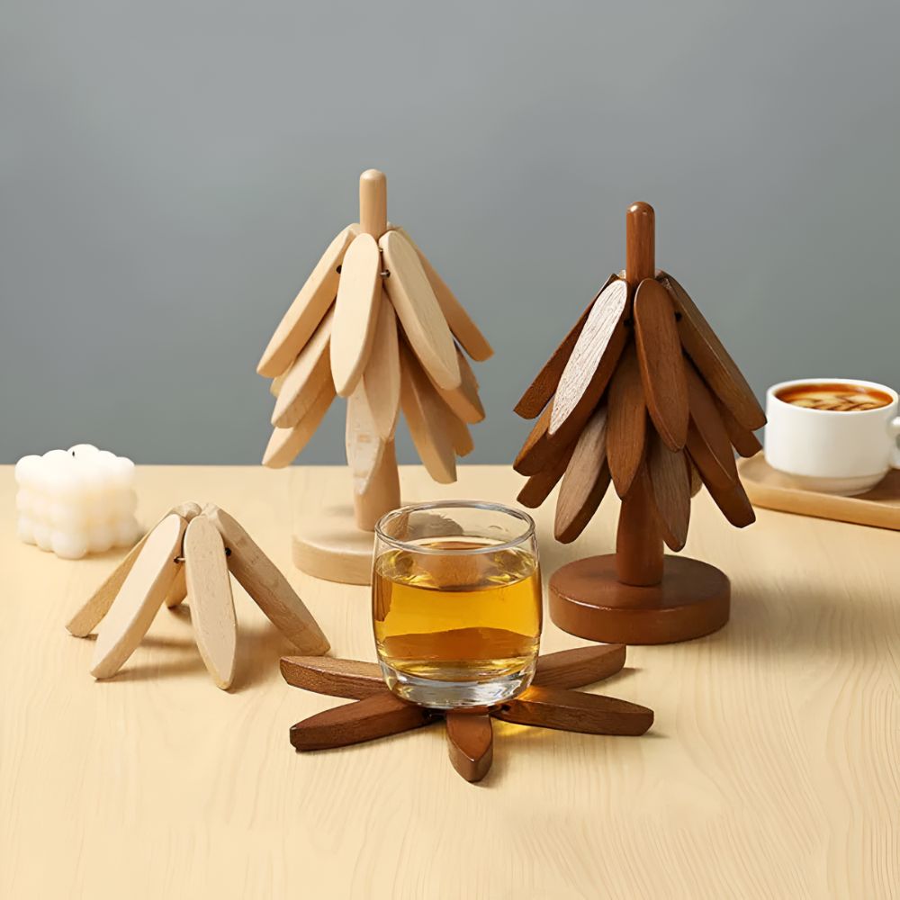 Salvamanteles plegables de madera | Set de 3 piezas