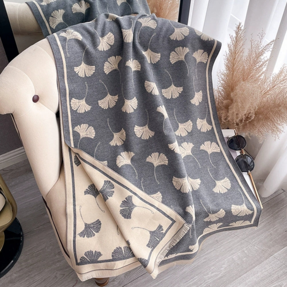 Bufanda manta reversible con encanto Ginkgo