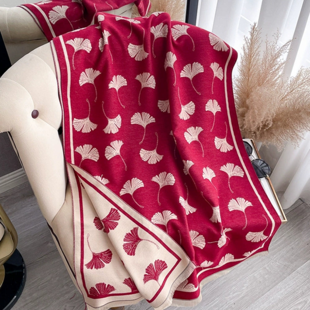 Ginkgo Charm Wendbarer Decken-Schal-Wickel