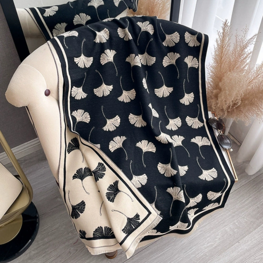 Bufanda manta reversible con encanto Ginkgo