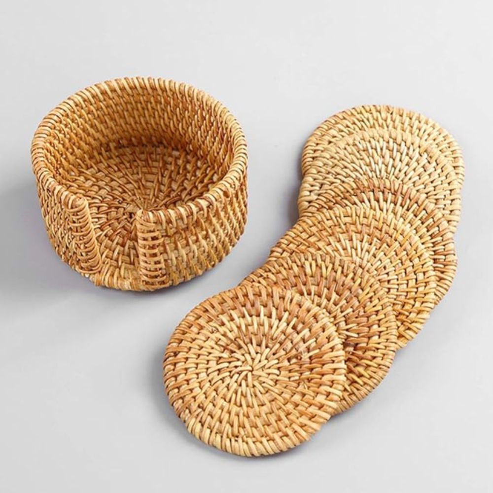 Handgefertigte Rattan-Untersetzer | 6er Set