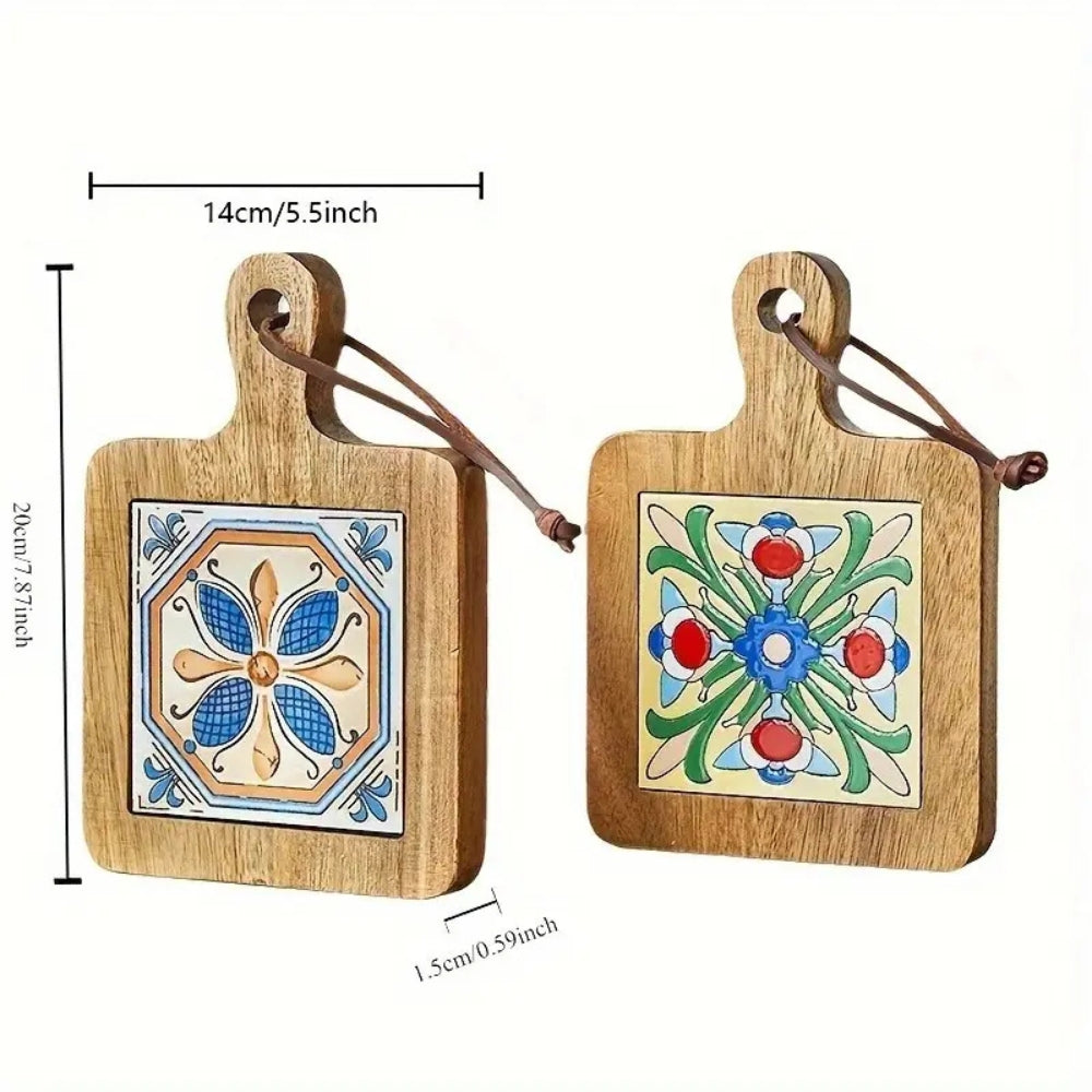 Posavasos Florales Marroquíes de Madera de Ébano
