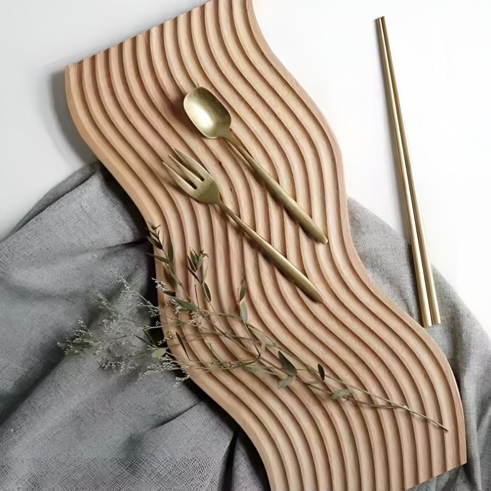 Bandeja Nórdica de Madera con Ondas