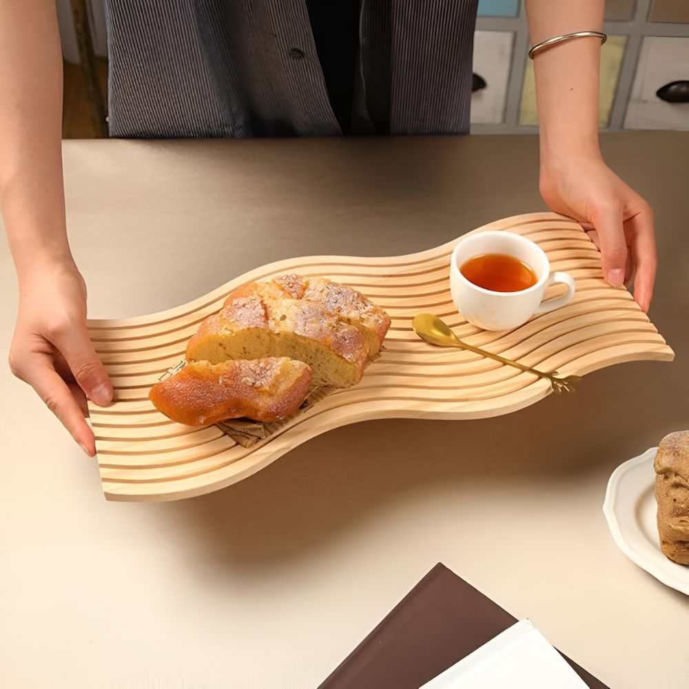 Bandeja Nórdica de Madera con Ondas