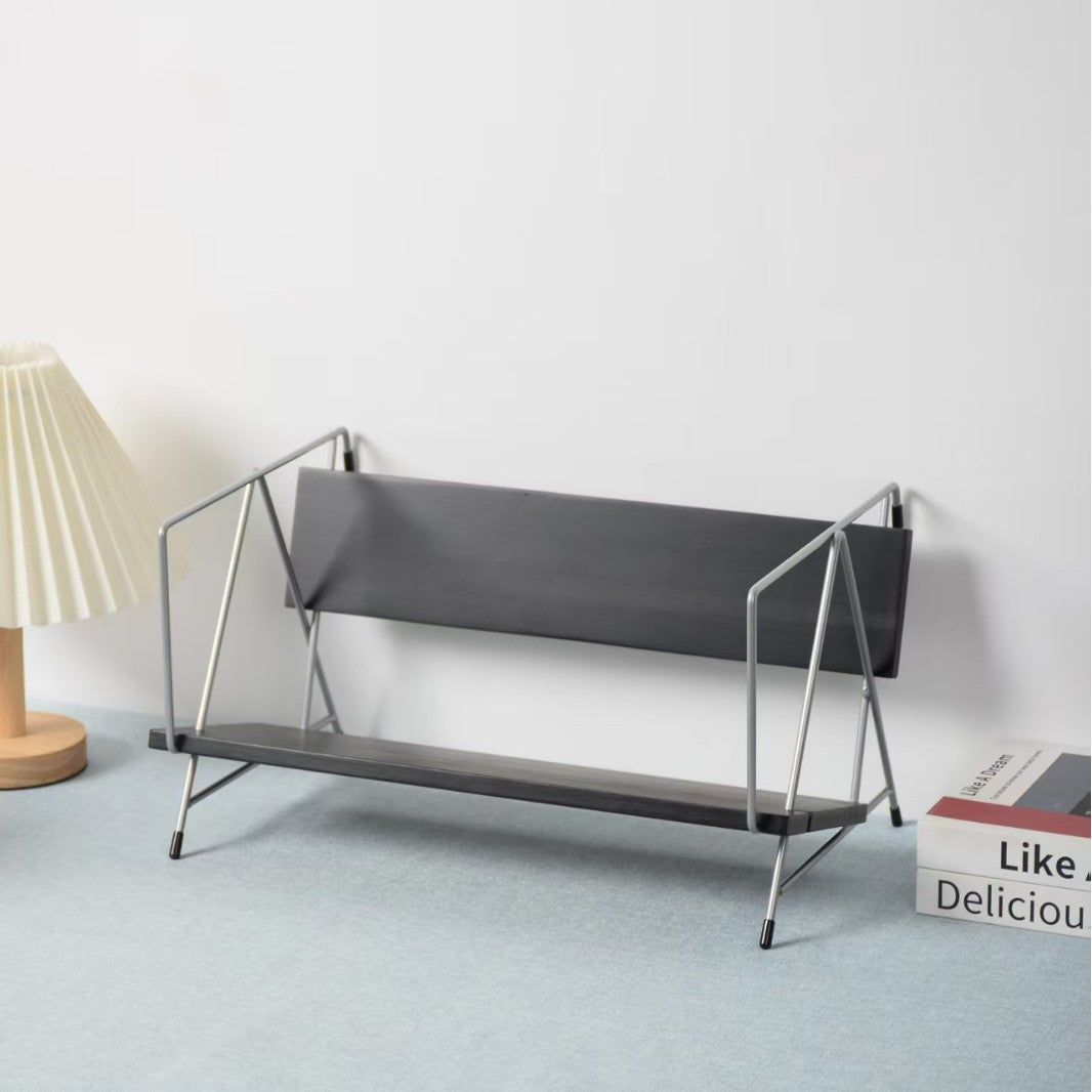 Modern Minimalist Rectangular Solid Wood Iron Bookshelves 4-Leg For Home Office