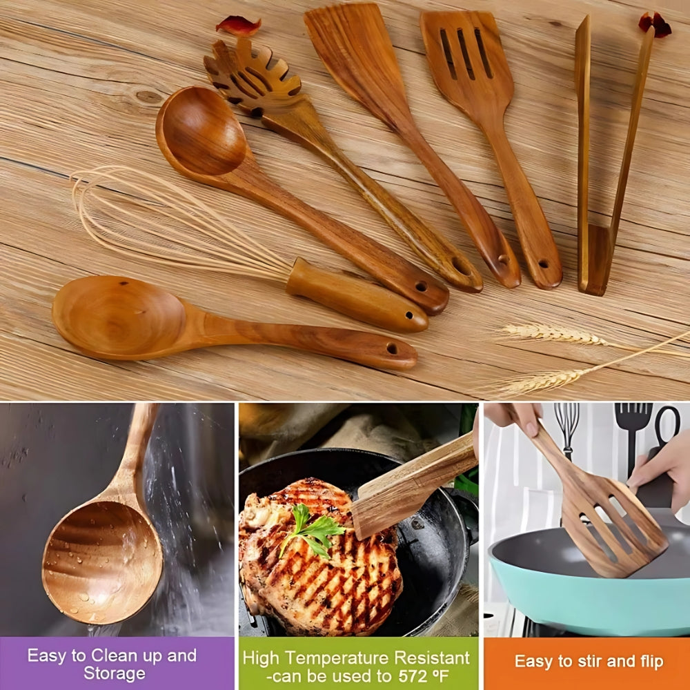 Utensilios de Cocina de Madera Premium | Set de 7 piezas