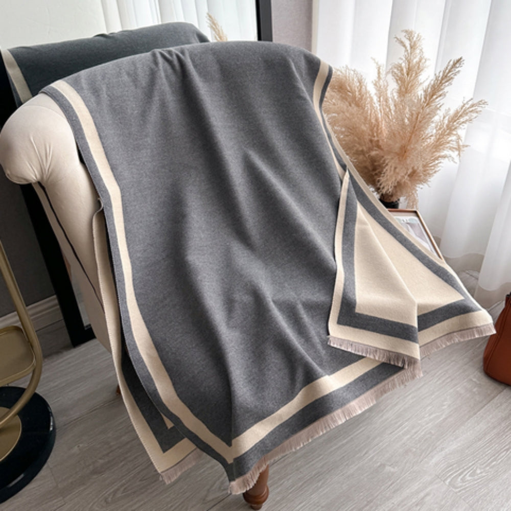 Poncho bufanda reversible rayado Savéra