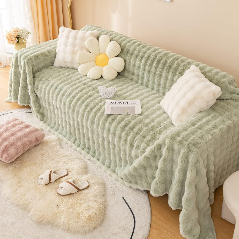 Rabbit Faux Fur Blanket Soft Couch Cover
