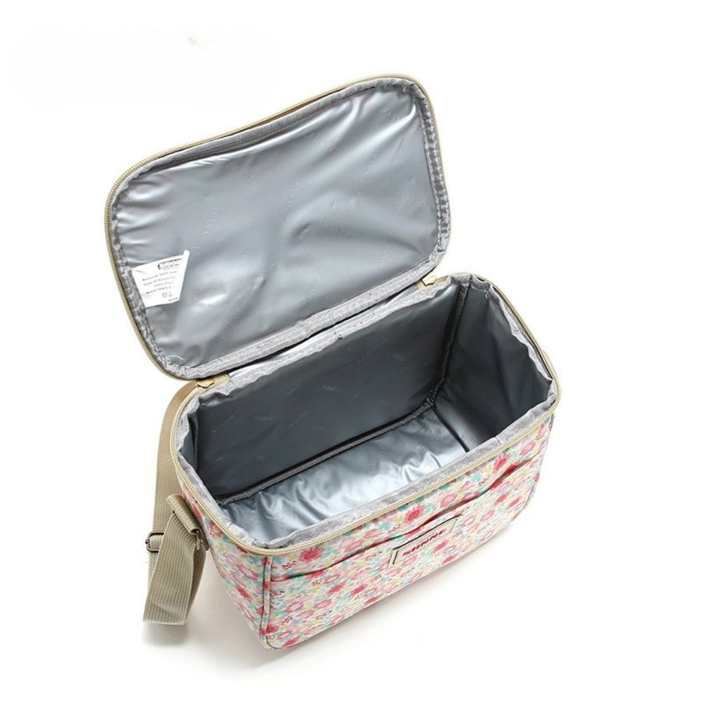 Bolsa de almuerzo aislada retro floral con estilo