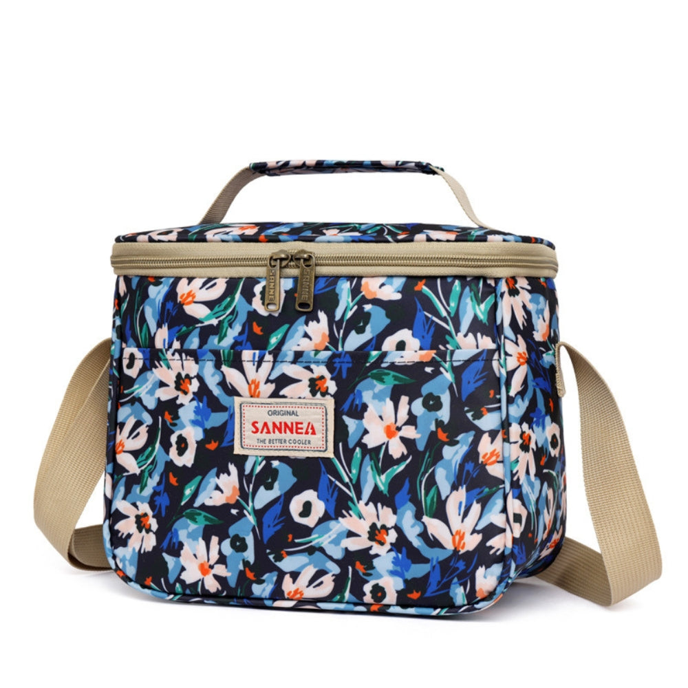 Bolsa de almuerzo aislada retro floral con estilo