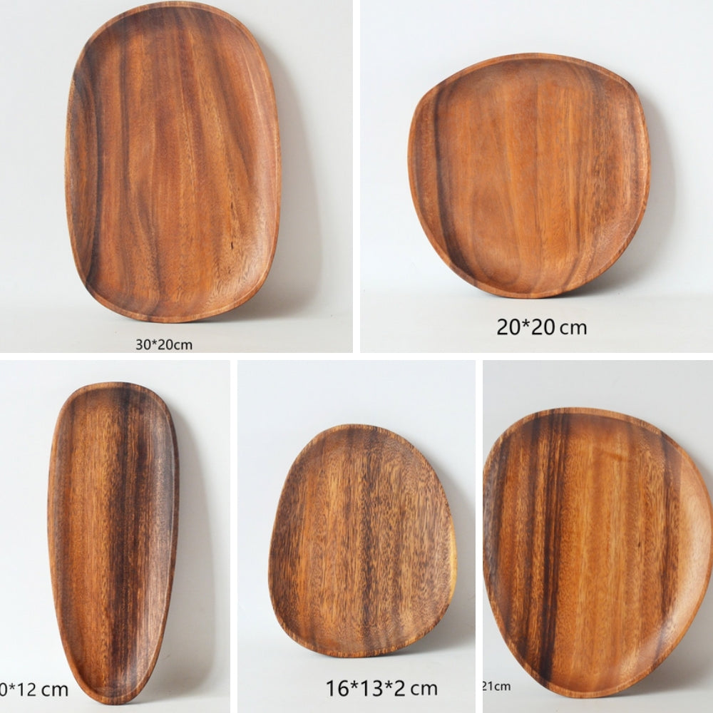 Juego de Bandejas Ovaladas de Madera de Acacia