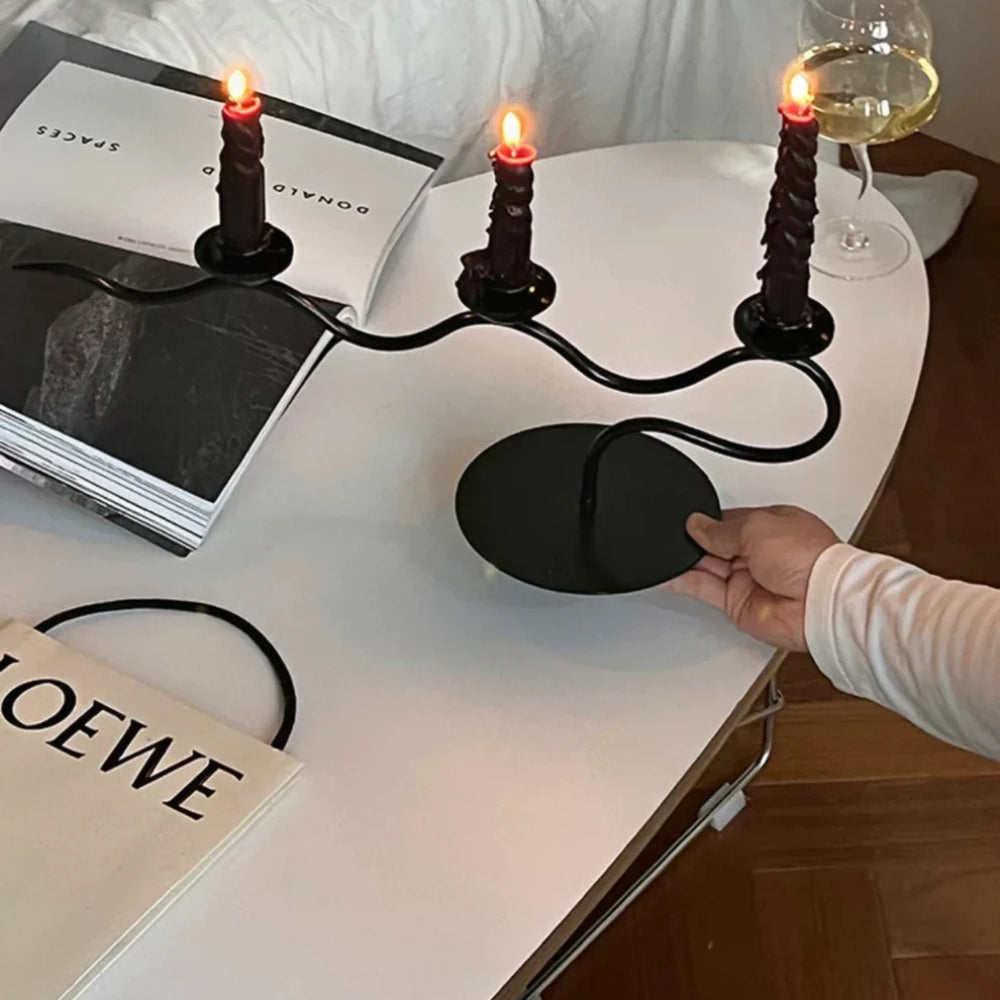 Portavelas de Hierro Torcido Triangular