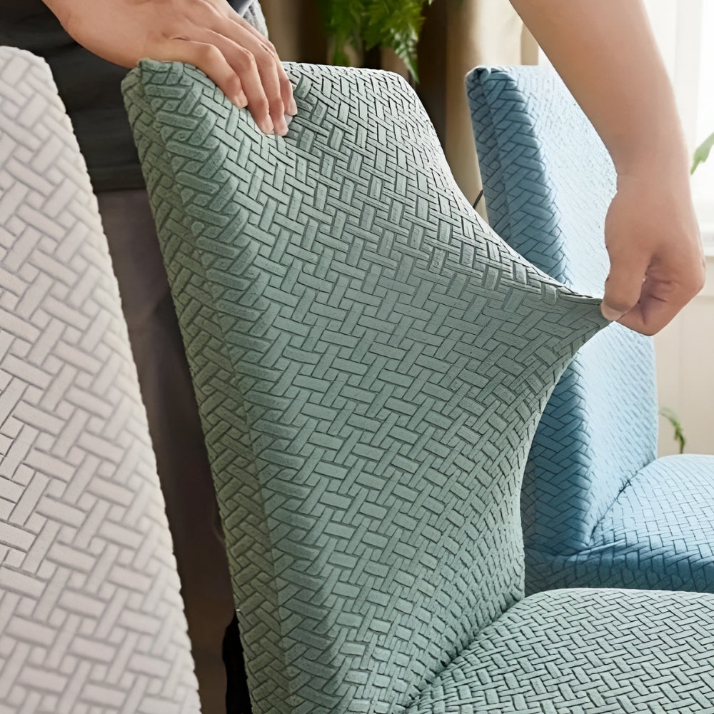 Funda elástica de terciopelo jacquard Sylva para silla de comedor