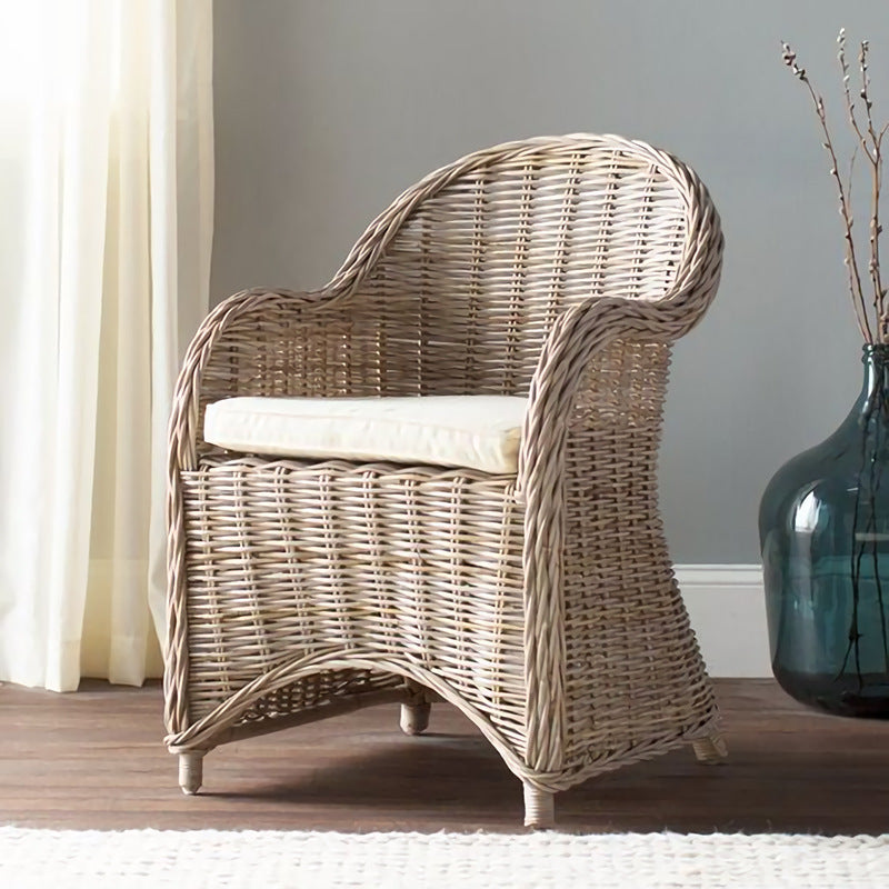 Premium Rattan Weaving Chair - Whimsical Curves Hand-Woven Bohemian Dining Chair For Dining Room & Garden