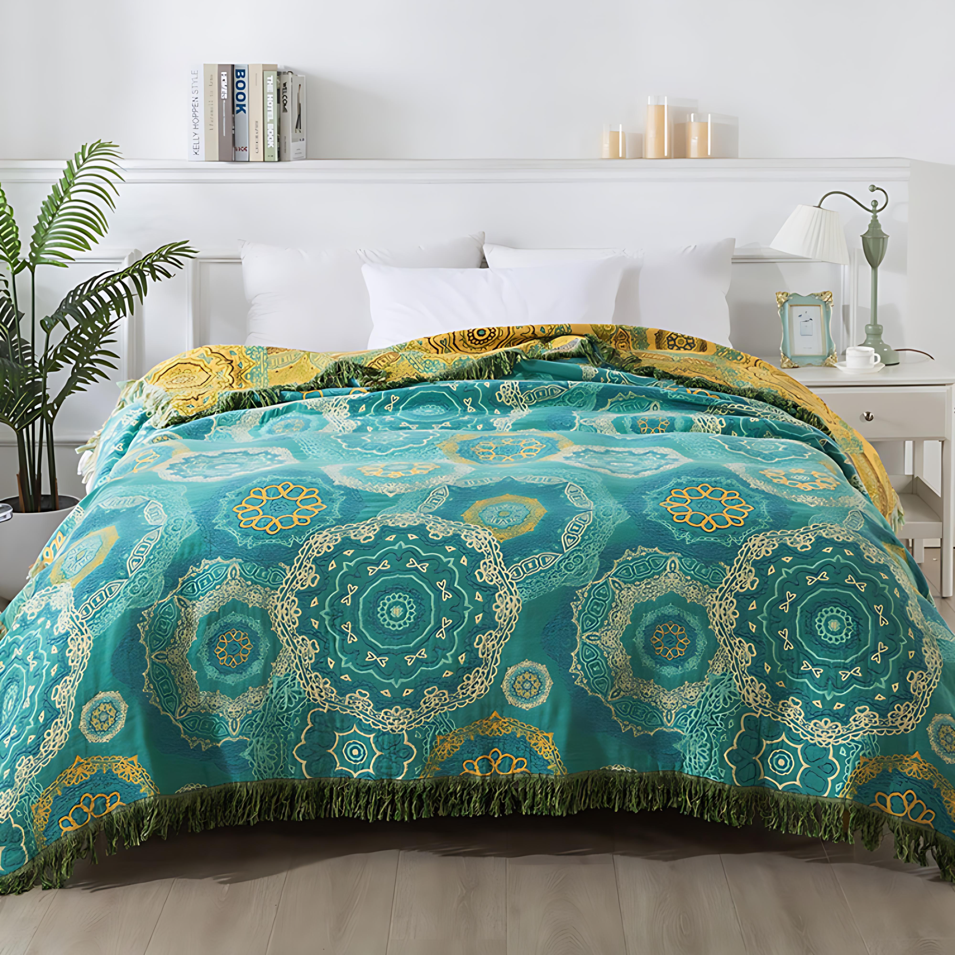 Manta Cuatro Estaciones de Algodón Mandala Teal