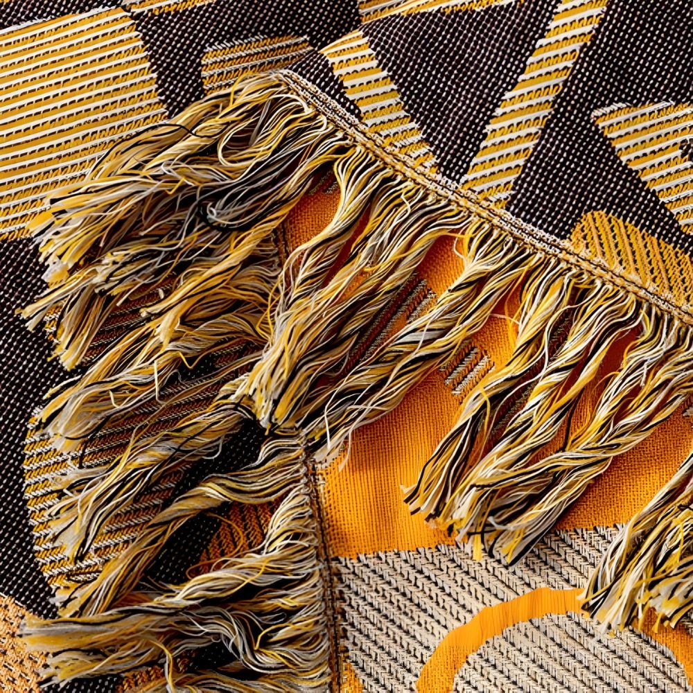 Oboustranná bavlněná deka Tribal Patchwork s třásněmi