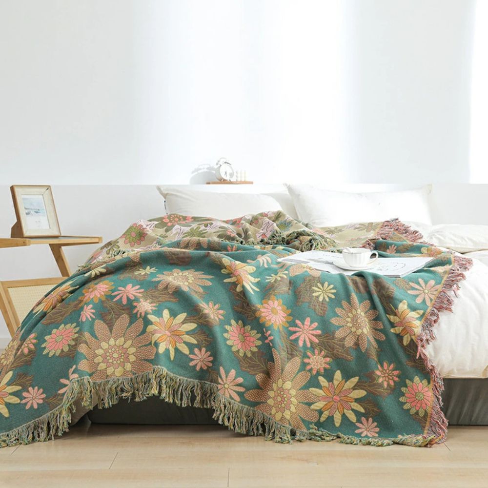 Üppige Blüte Wendbare Jacquard-Decke