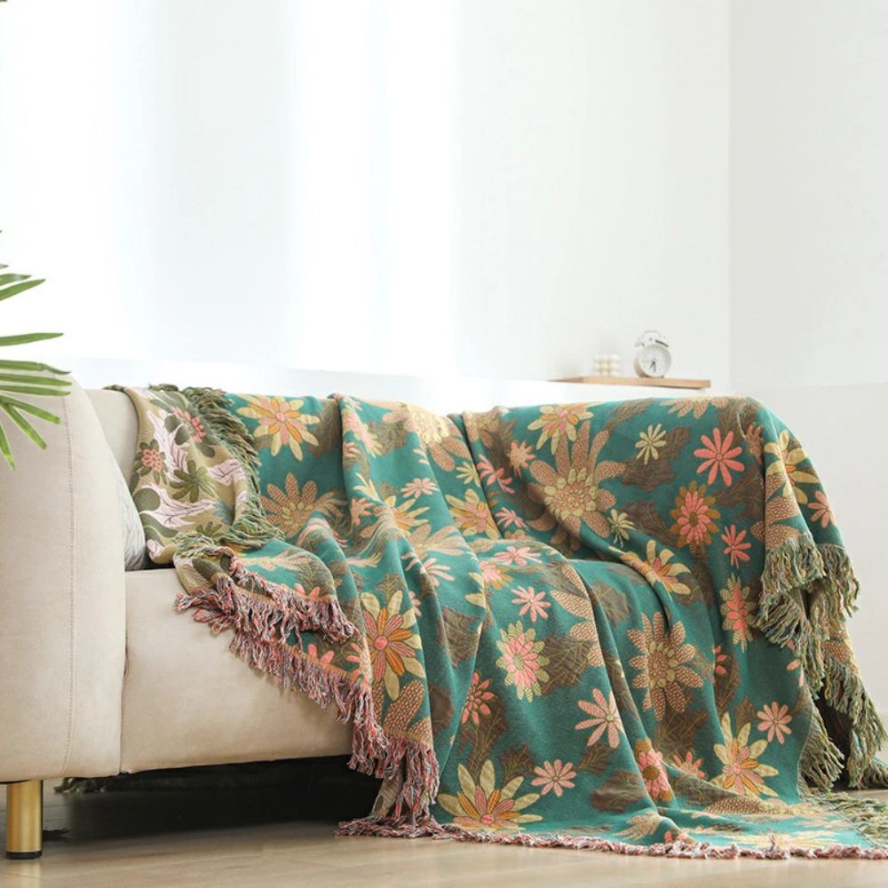 Üppige Blüte Wendbare Jacquard-Decke
