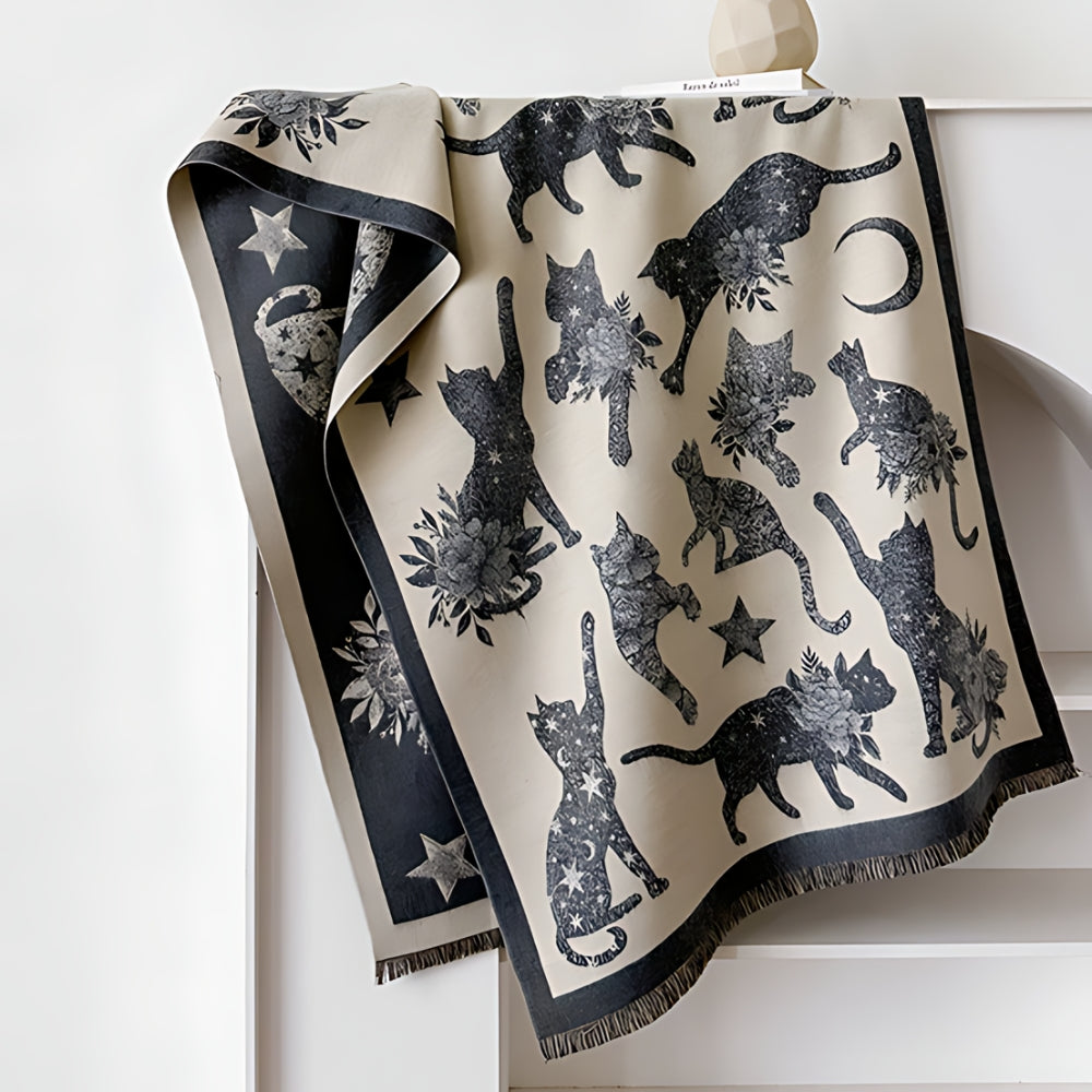 Bufanda con estampado vintage de gato