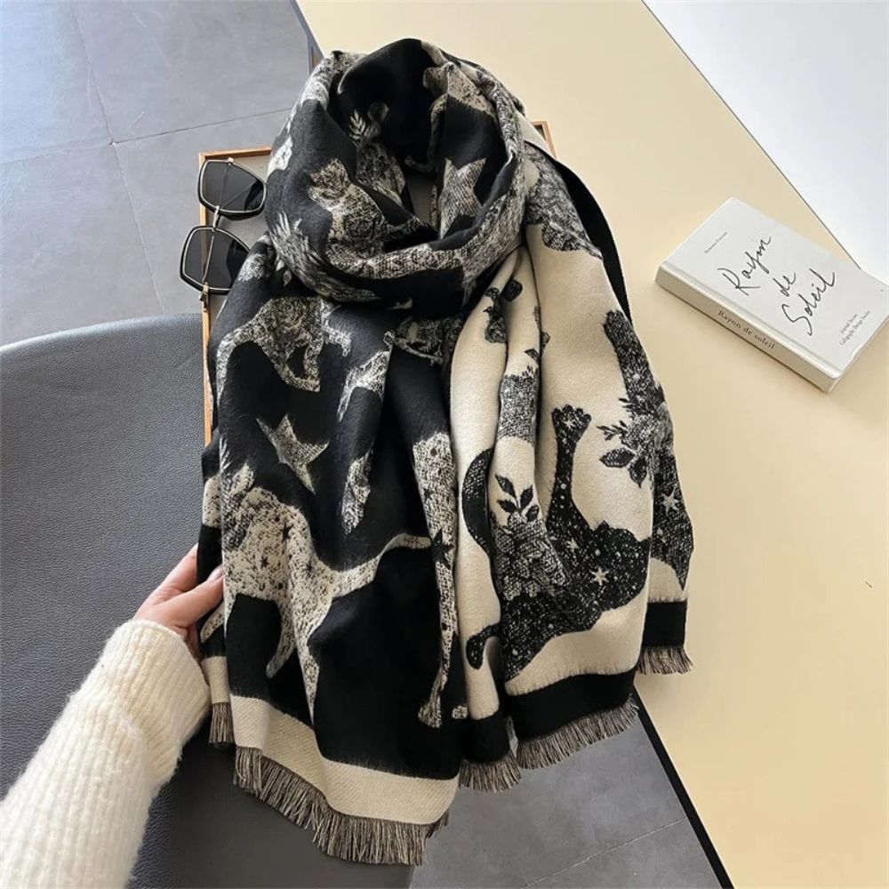 Bufanda con estampado vintage de gato
