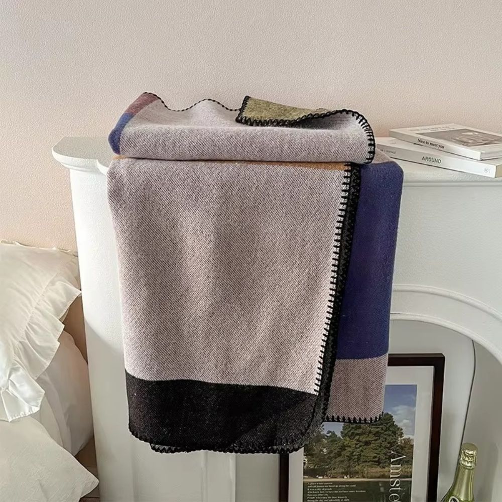 Warme Strick Colourblock Plaiddecke