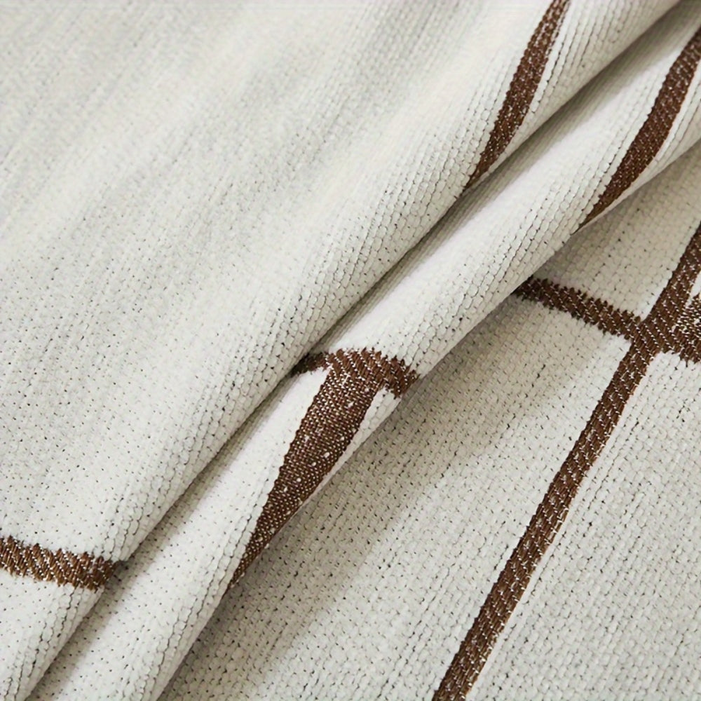 Funda de sofá boho con rayas onduladas