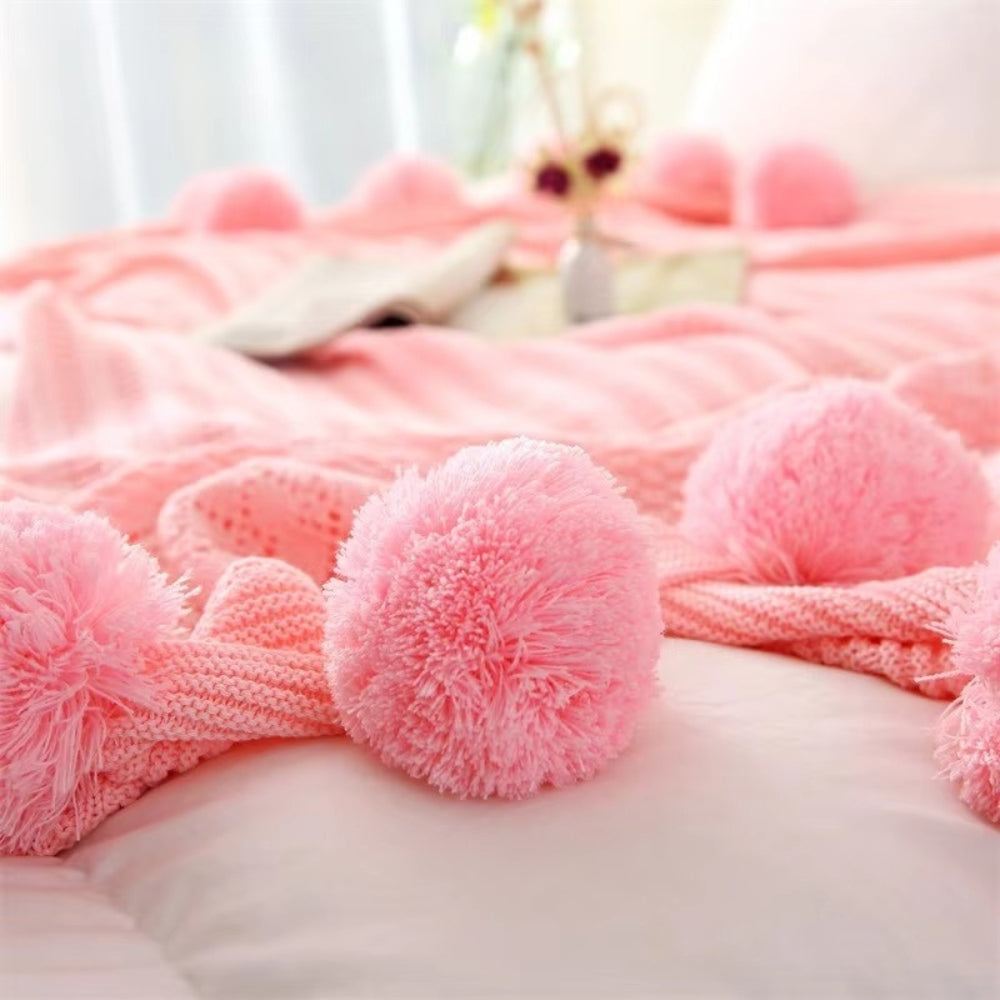 Manta Esponjosa con Pompones Macaron Whimsy