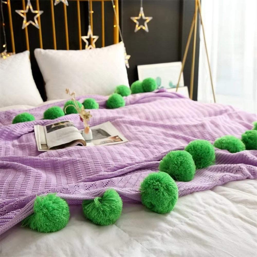 Manta Esponjosa con Pompones Macaron Whimsy