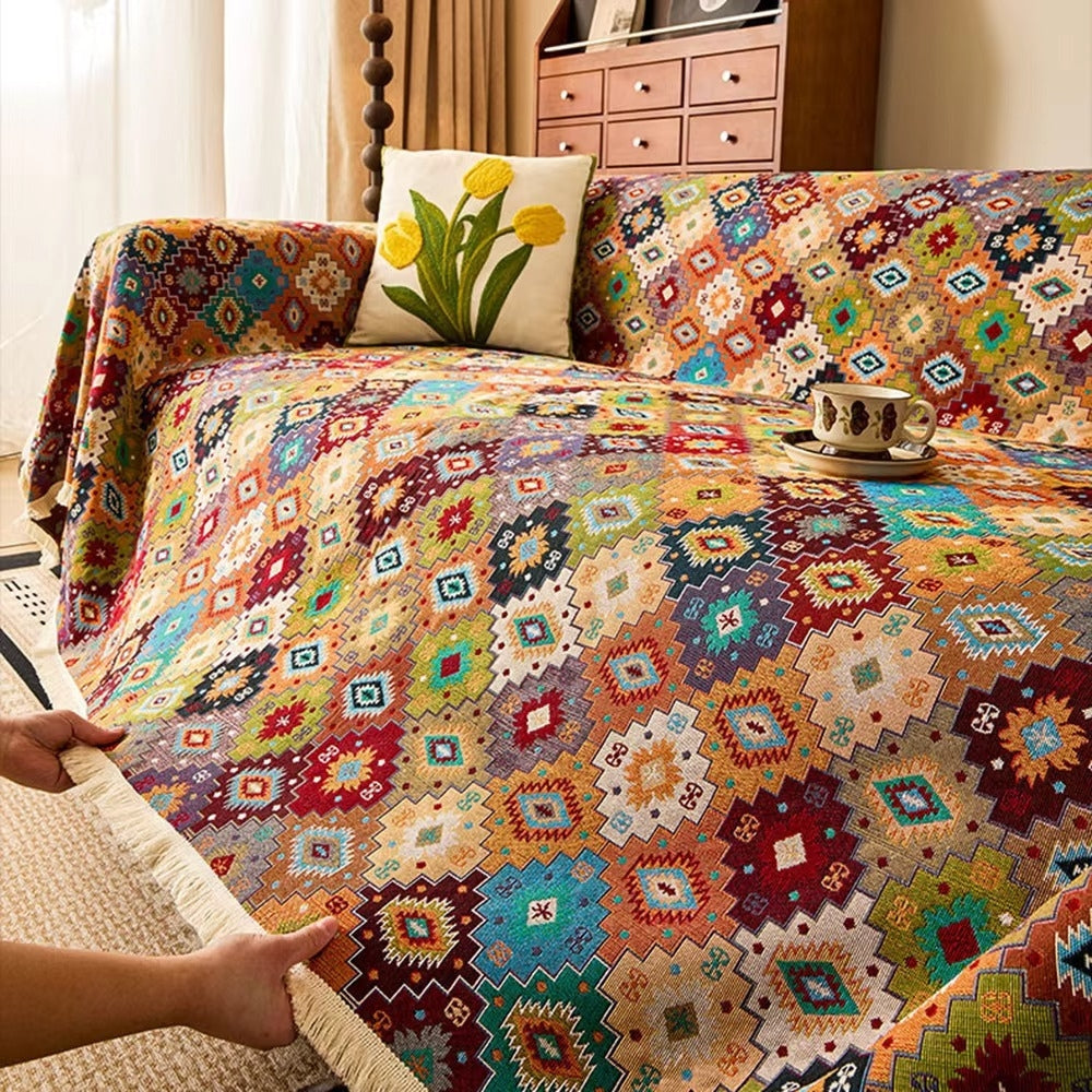 Funda de sofá Zahara Kilim tribal geométrica