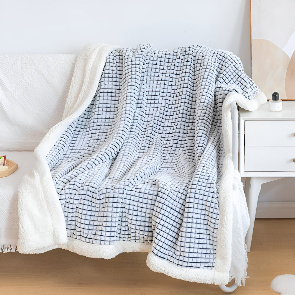 Manta Cálida de Sherpa con Textura de Waffle