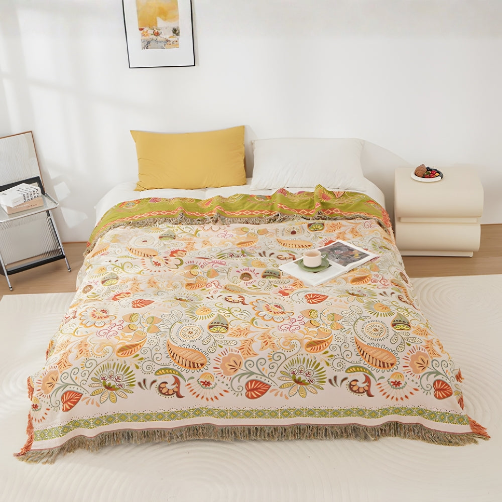 Herbstblatt Boho Wendbare Decke