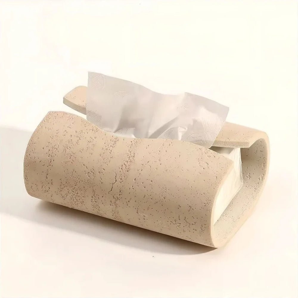 Boîte à mouchoirs en grès naturel au design courbé