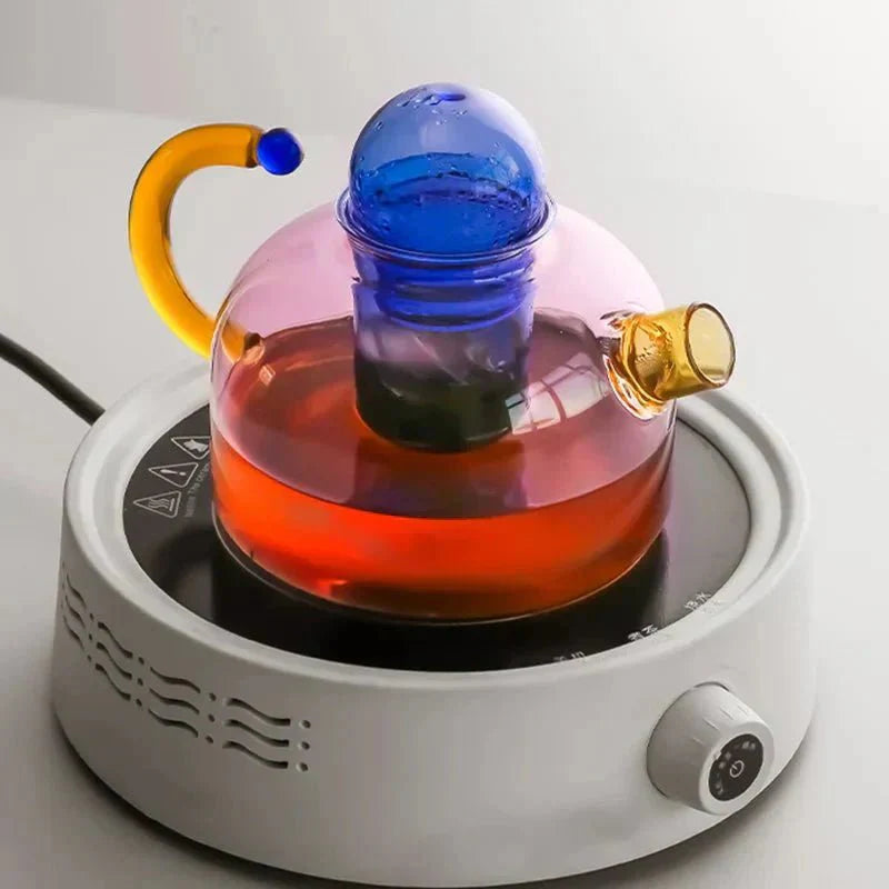 Bouilloire translucide en verre borosilicate avec tasses | Virelle Maison