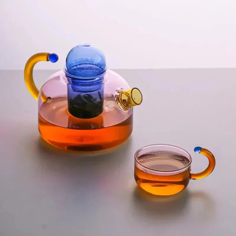 Bouilloire translucide en verre borosilicate avec tasses | Virelle Maison
