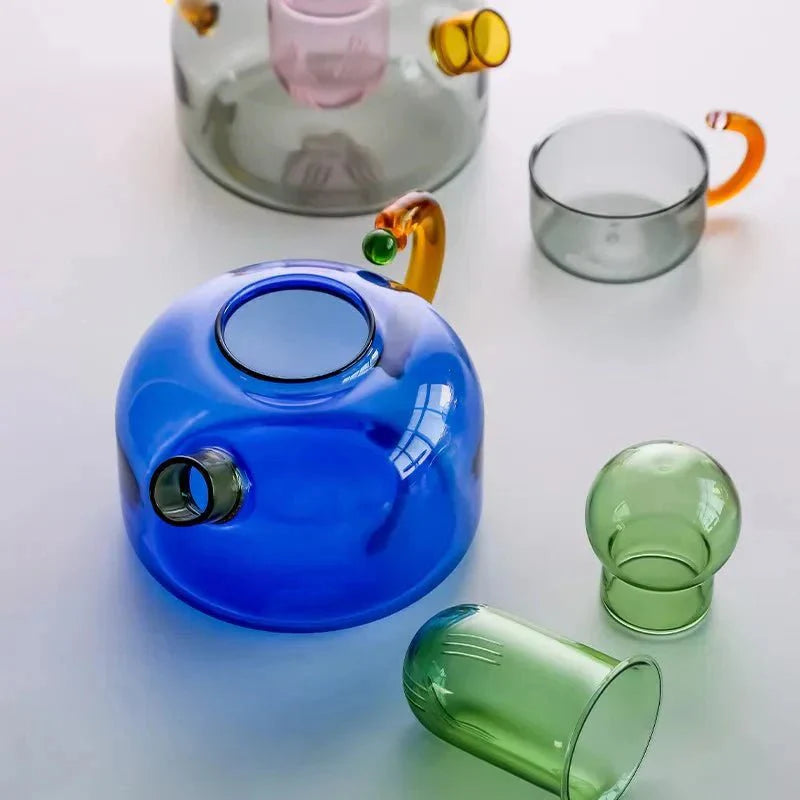 Bouilloire translucide en verre borosilicate avec tasses | Virelle Maison