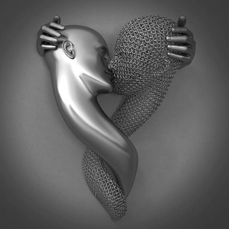 Canvas Art with Metal Figure - AmorArte