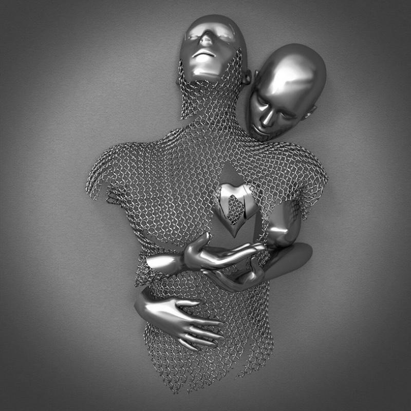 Canvas Art with Metal Figure - AmorArte