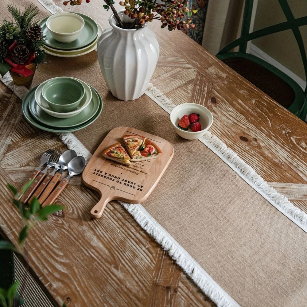 Chemin de table en jute naturel tissé | Virelle Maison