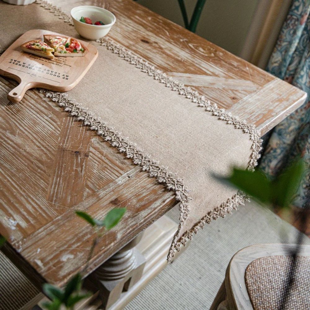 Chemin de table en jute naturel tissé | Virelle Maison
