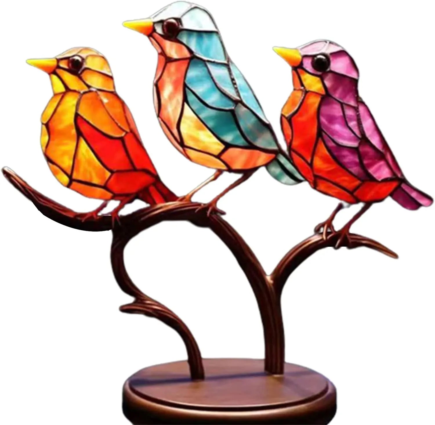 ColorBirds - Coloured Birds on Branch Decorative Sculpture