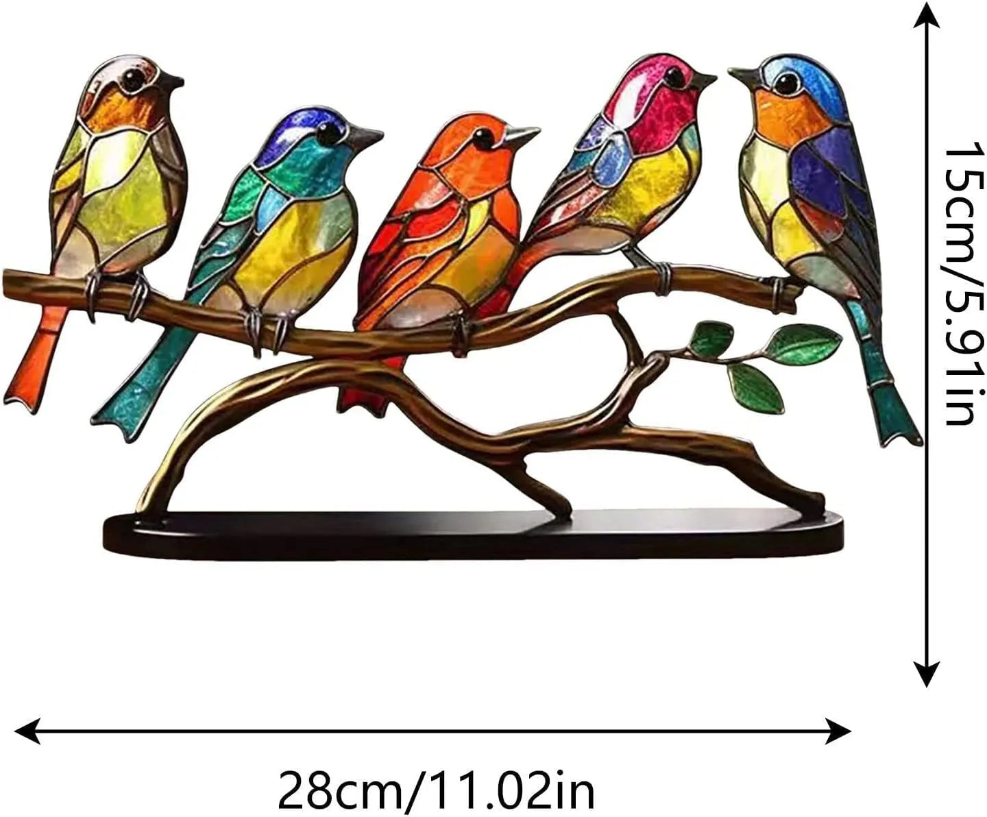ColorBirds - Coloured Birds on Branch Decorative Sculpture