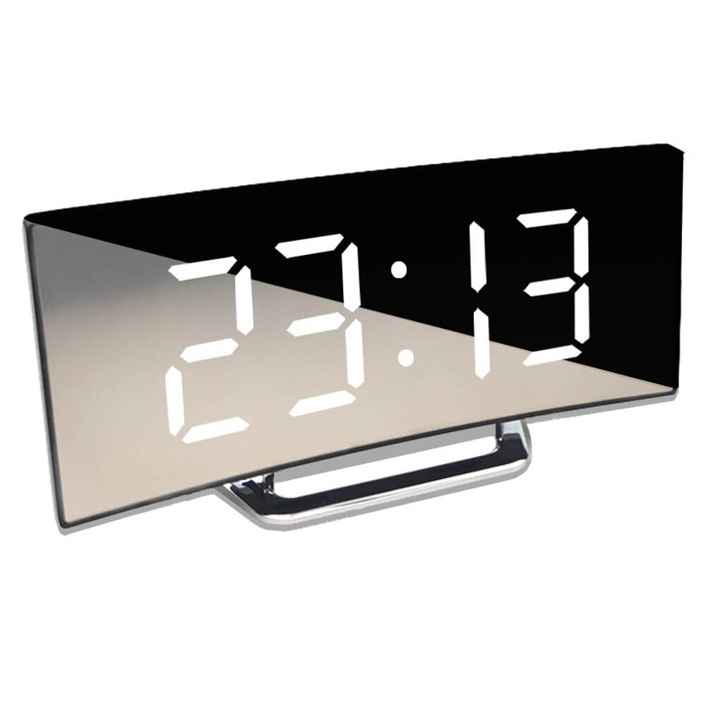 Curved LED Digital Alarm Clock with Modern Design - LumiCurve