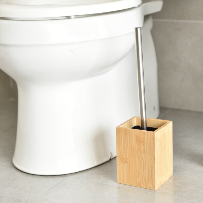 Hommfer – Brosse de Toilette en Bambou avec Manche en Acier Inoxydable