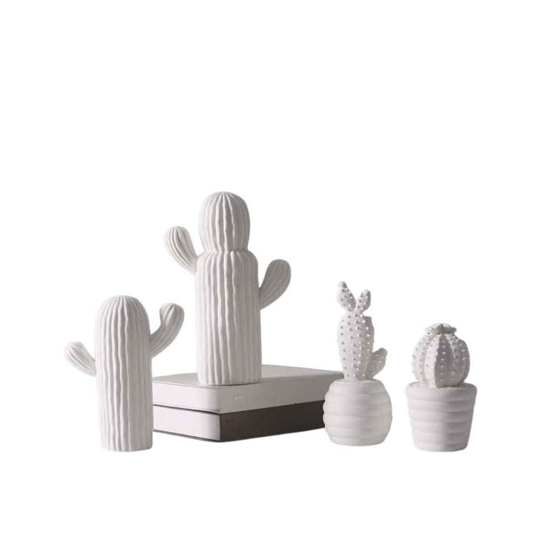Hommfer – Collection de Cactus en Porcelaine Blanche