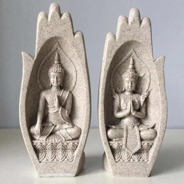 Hommfer – Ensemble de 2 Figurines Bouddha Décoratives