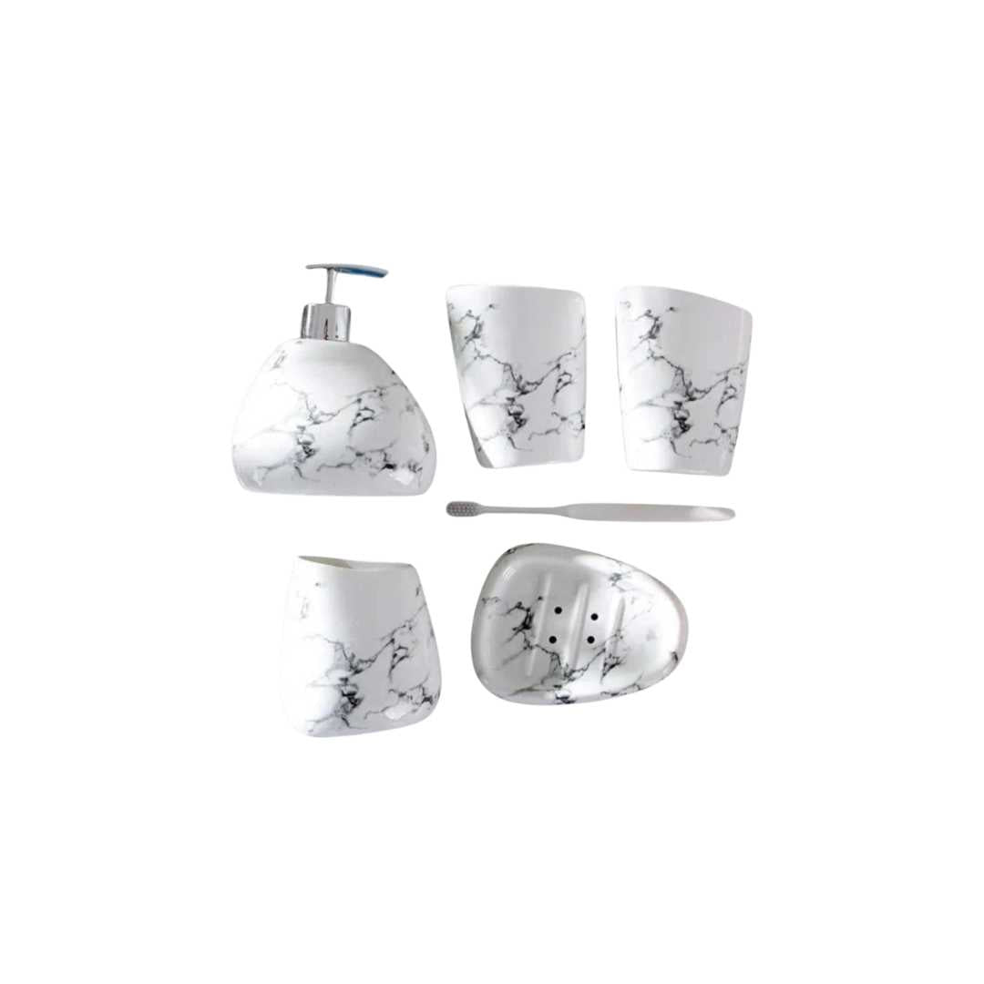 Hommfer – Ensemble de Salle de Bain Élégant avec Finition Effet Marbre