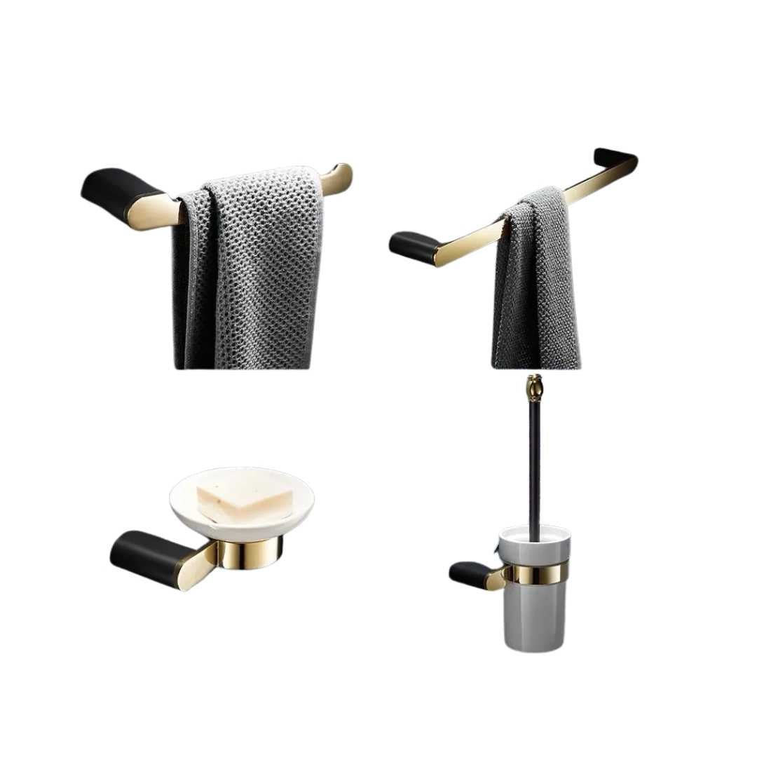 Hommfer – Ensemble Doré et Noir pour Salle de Bain