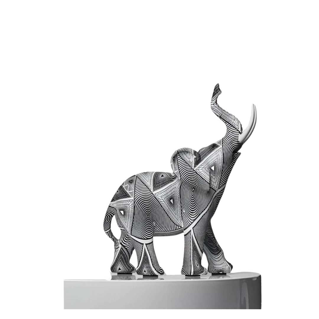 Hommfer - Figurine Éléphant Spirale Noir et Blanc