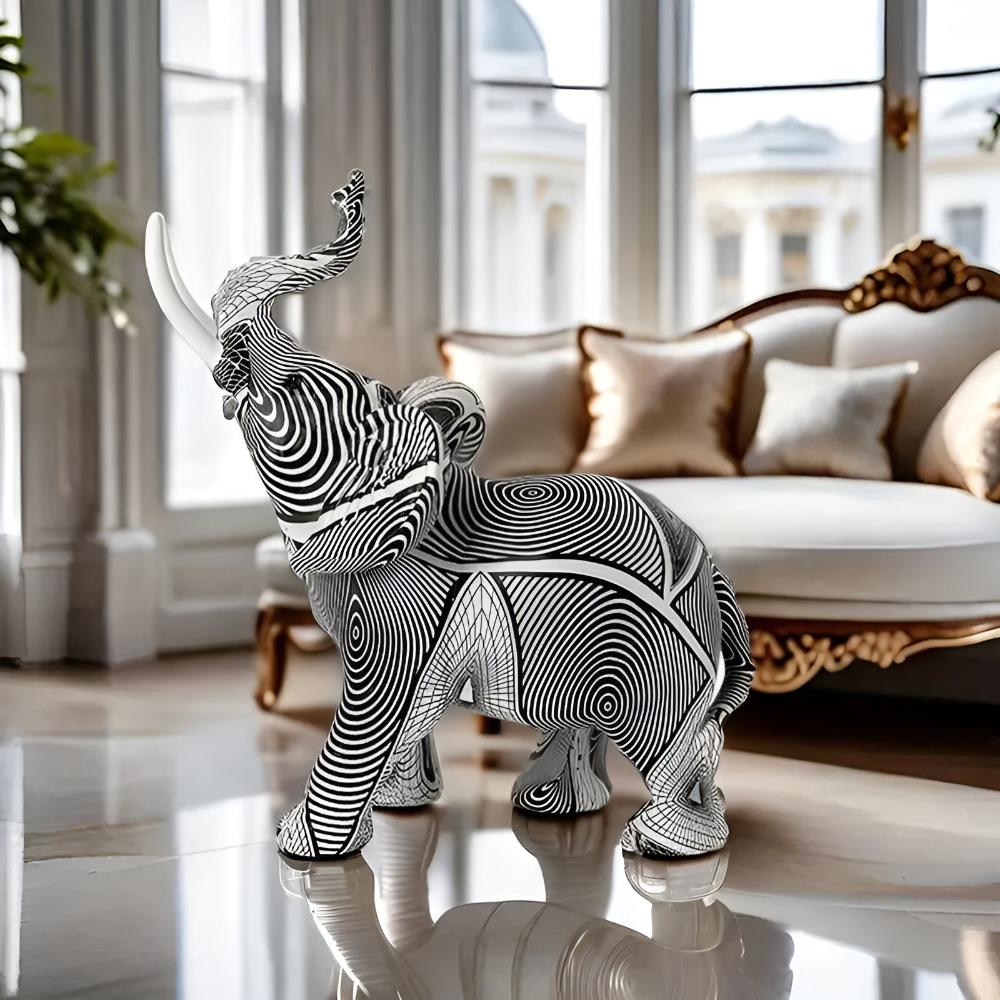 Hommfer - Figurine Éléphant Spirale Noir et Blanc